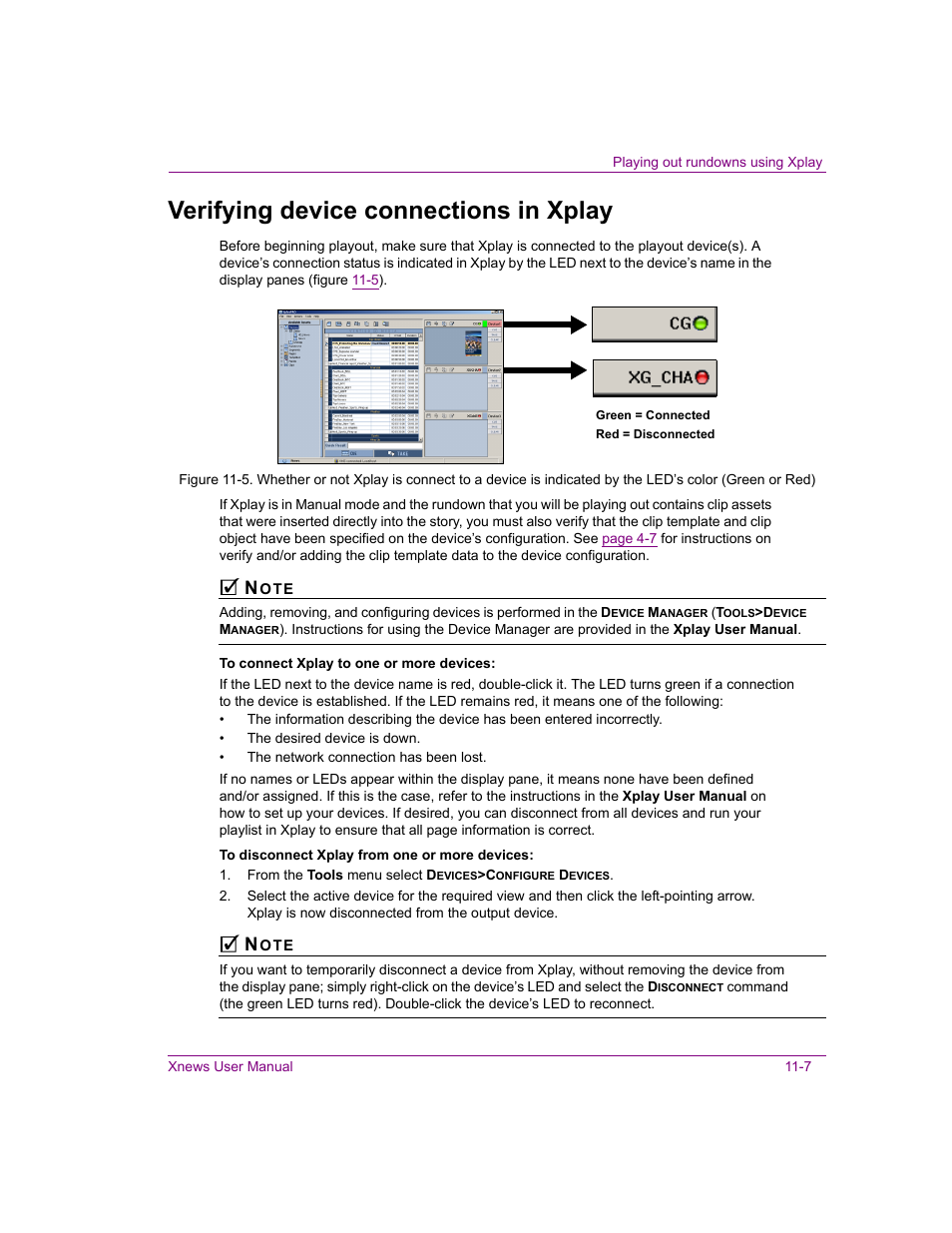 Verifying device connections in xplay, Verifying device connections in xplay -7 | Grass Valley Xnews Vertigo Suite v.5.0 User Manual | Page 140 / 143