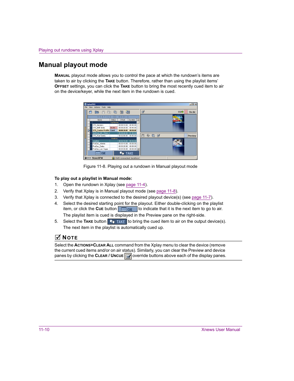 Manual playout mode, Manual playout mode -10 | Grass Valley Xnews Vertigo Suite v.5.0 User Manual | Page 143 / 143