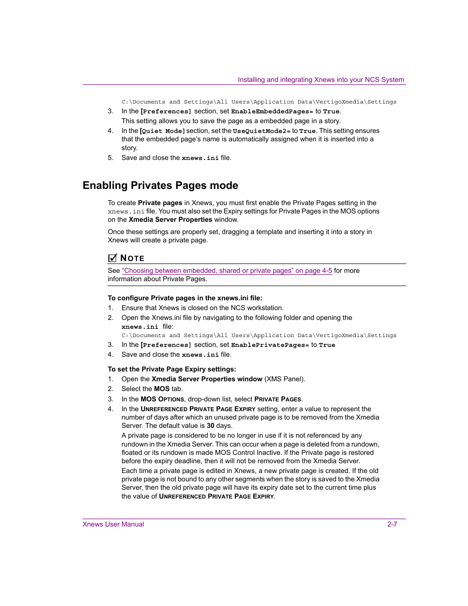 Enabling privates pages mode | Grass Valley Xnews Vertigo Suite v.5.0 User Manual | Page 18 / 143