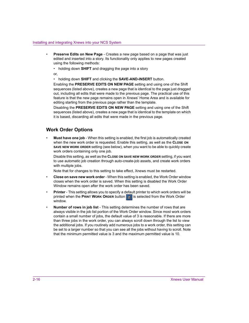 Work order options | Grass Valley Xnews Vertigo Suite v.5.0 User Manual | Page 27 / 143