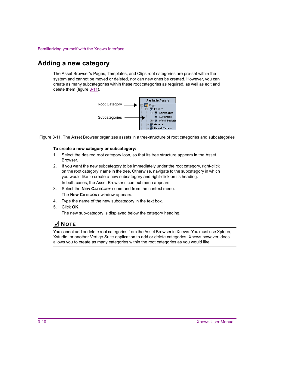 Adding a new category, Adding a new category -10 | Grass Valley Xnews Vertigo Suite v.5.0 User Manual | Page 43 / 143