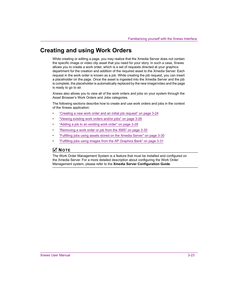 Creating and using work orders, Creating and using work orders -23, Creating | Grass Valley Xnews Vertigo Suite v.5.0 User Manual | Page 56 / 143