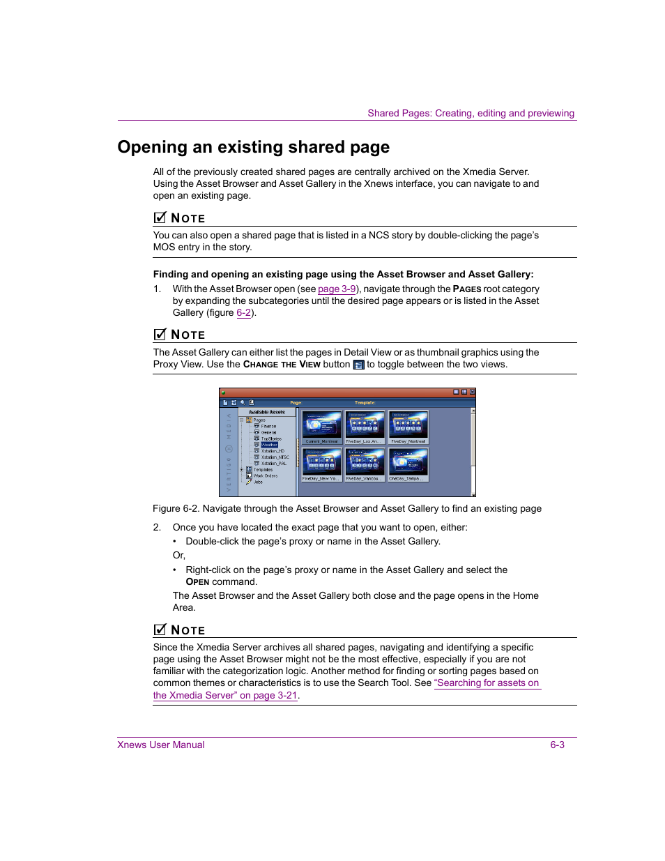 Opening an existing shared page | Grass Valley Xnews Vertigo Suite v.5.0 User Manual | Page 96 / 143