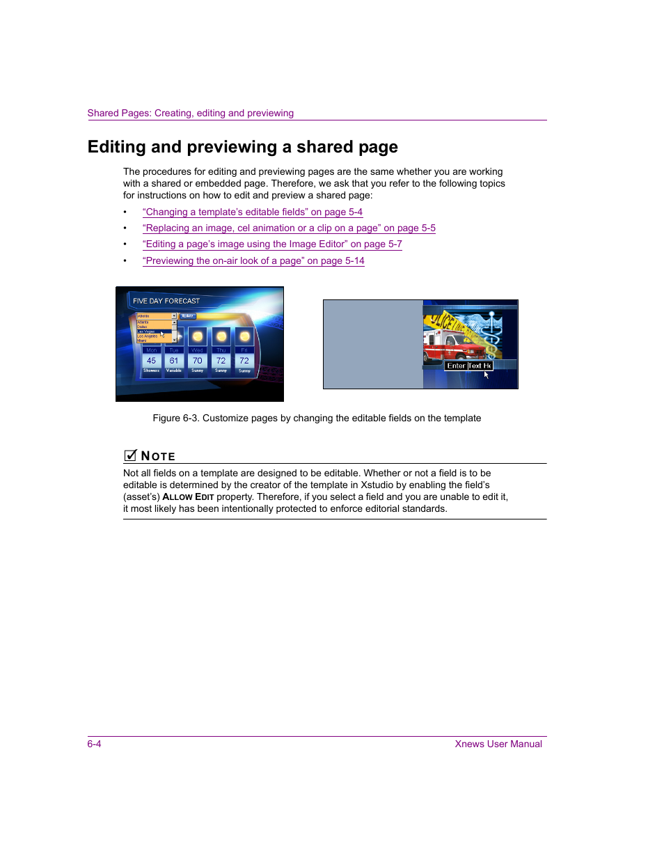 Editing and previewing a shared page | Grass Valley Xnews Vertigo Suite v.5.0 User Manual | Page 97 / 143