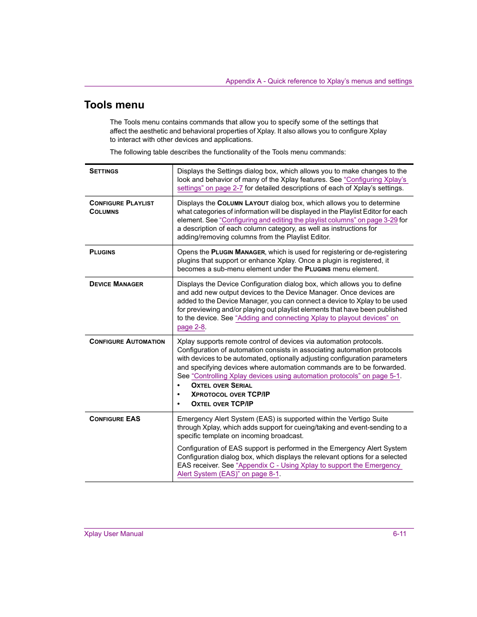 Tools menu, Tools menu -11 | Grass Valley Xplay Vertigo Suite v.5.0 User Manual | Page 122 / 179