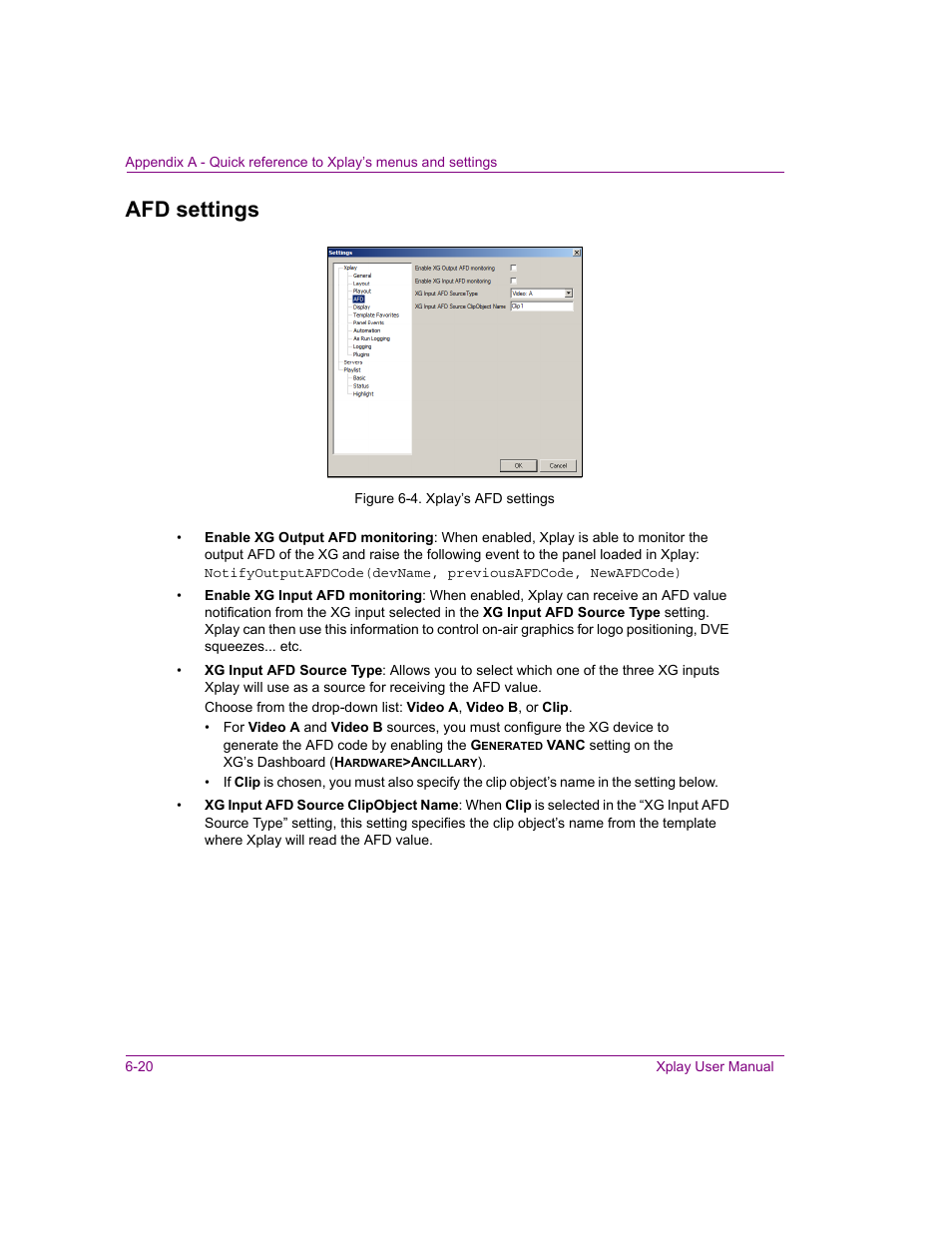 Afd settings, Afd settings -20 | Grass Valley Xplay Vertigo Suite v.5.0 User Manual | Page 131 / 179