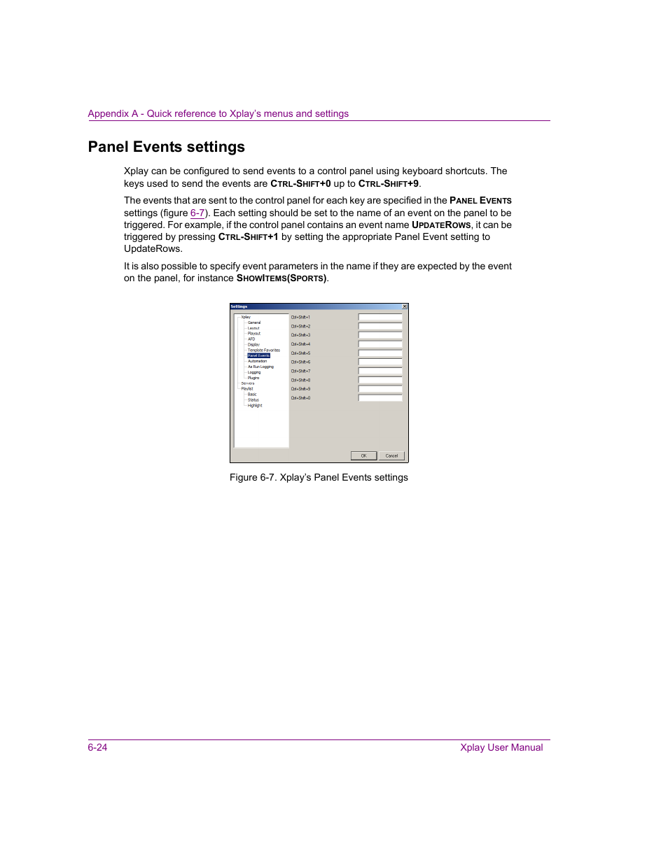 Panel events settings, Panel events settings -24, Panel events | Grass Valley Xplay Vertigo Suite v.5.0 User Manual | Page 135 / 179