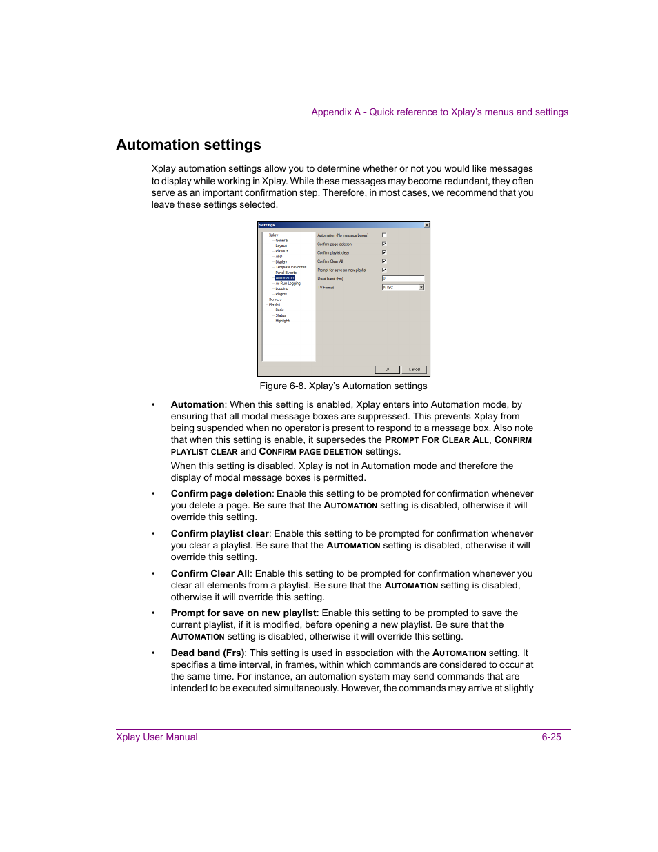 Automation settings, Automation settings -25 | Grass Valley Xplay Vertigo Suite v.5.0 User Manual | Page 136 / 179