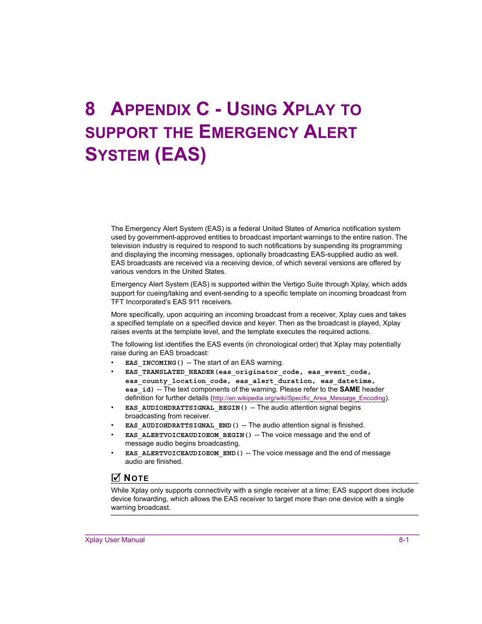 Appendix c - using xplay to support the, Appendix c - using xplay to support the emergency, C - u | Eas), Ppendix, Sing, Play, Support, Mergency, Lert | Grass Valley Xplay Vertigo Suite v.5.0 User Manual | Page 164 / 179