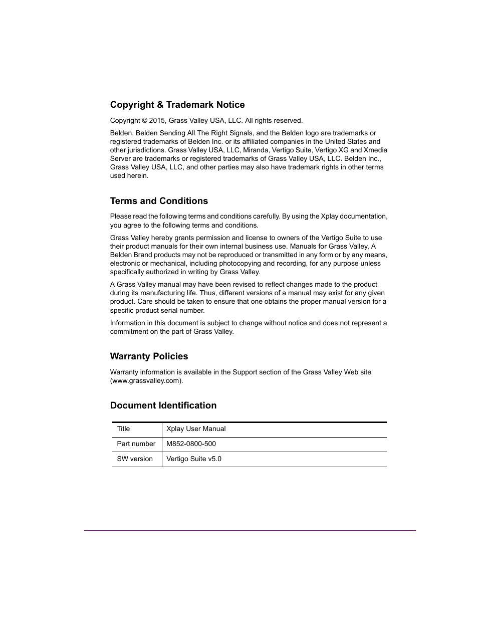 Grass Valley Xplay Vertigo Suite v.5.0 User Manual | Page 2 / 179