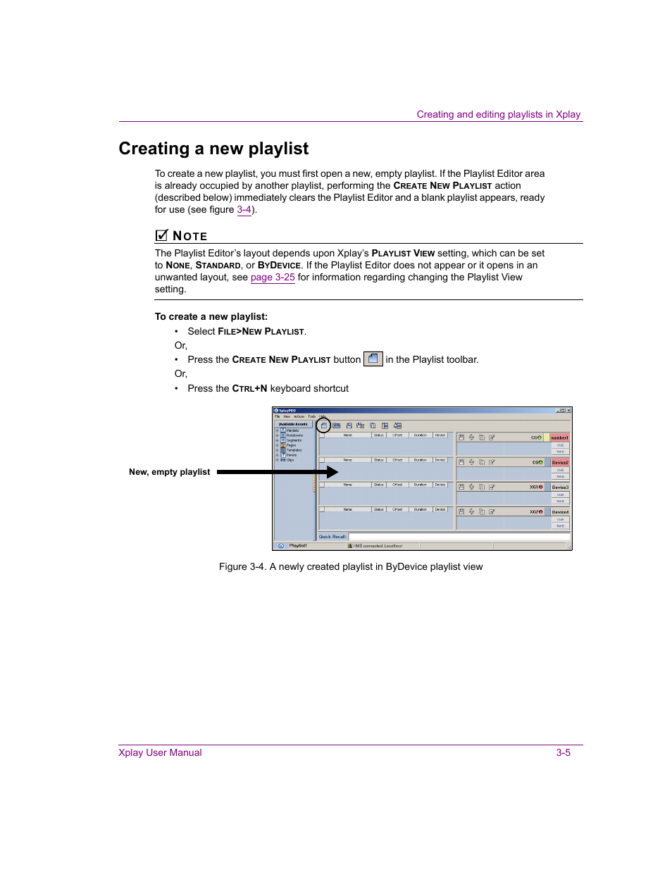 Creating a new playlist, Creating a new playlist -5 | Grass Valley Xplay Vertigo Suite v.5.0 User Manual | Page 32 / 179
