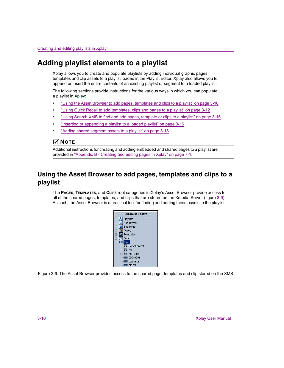 Adding playlist elements to a playlist, Adding playlist elements to a playlist -10 | Grass Valley Xplay Vertigo Suite v.5.0 User Manual | Page 37 / 179
