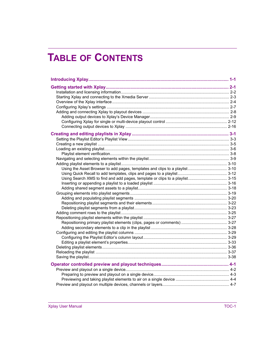 Able, Ontents | Grass Valley Xplay Vertigo Suite v.5.0 User Manual | Page 4 / 179