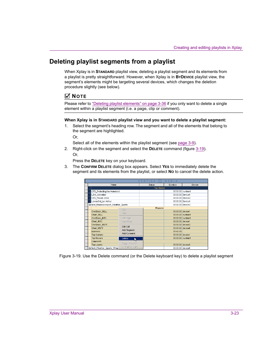 Deleting playlist segments from a playlist, Deleting playlist segments from a playlist -23 | Grass Valley Xplay Vertigo Suite v.5.0 User Manual | Page 50 / 179
