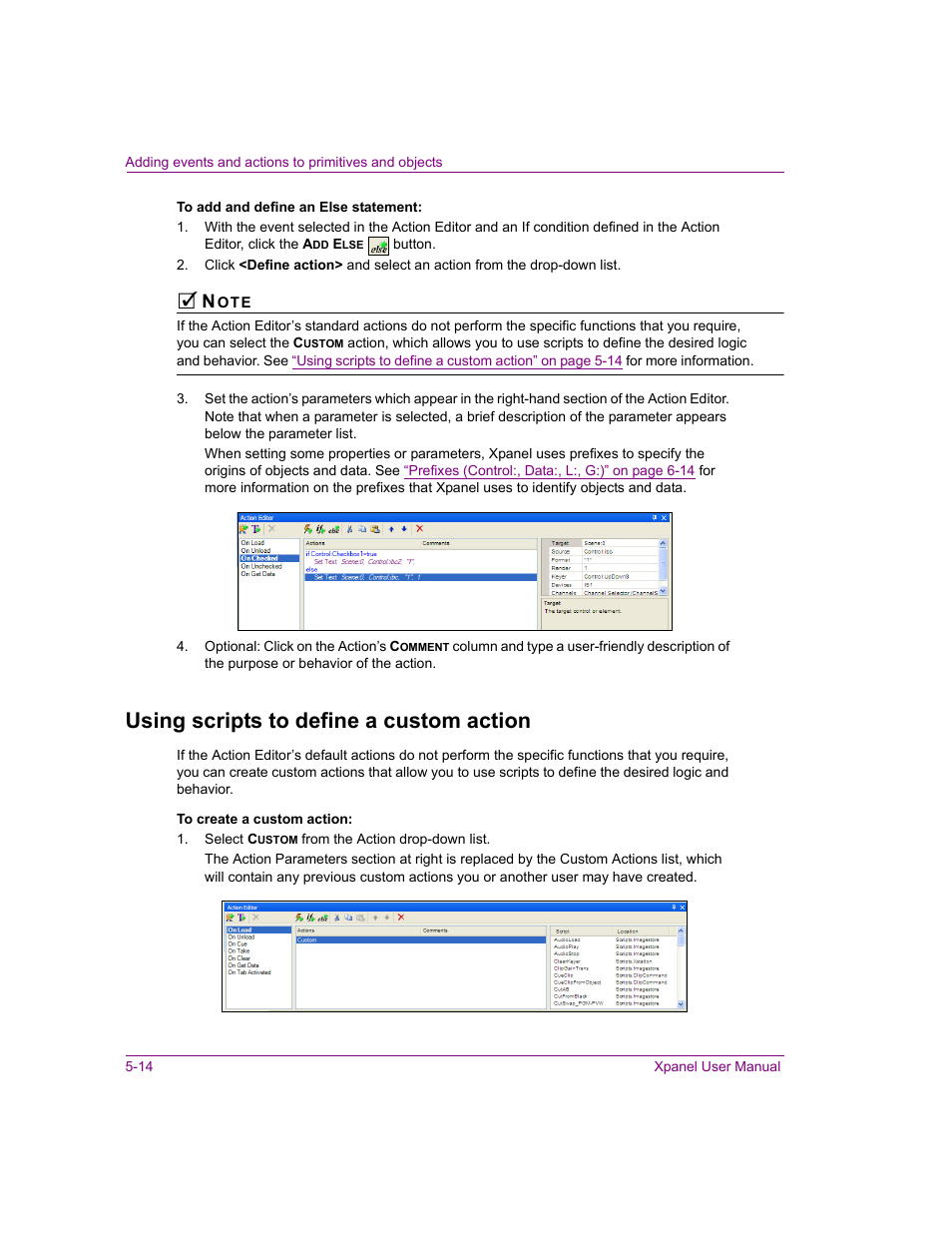 Using scripts to define a custom action, Using scripts to define a custom action -14 | Grass Valley Xpanel Vertigo Suite v.4.8 User Manual | Page 100 / 142