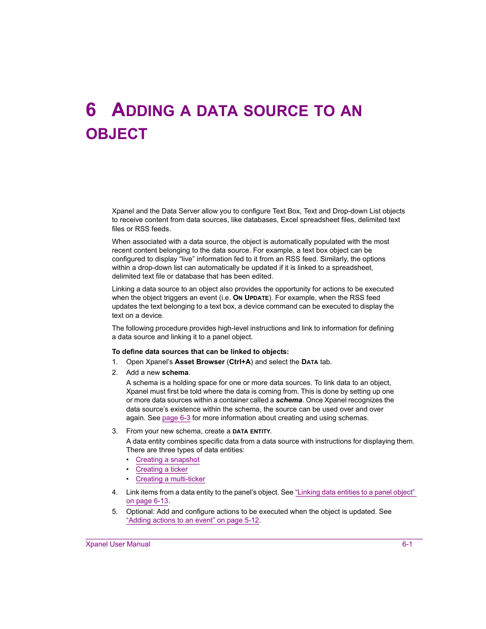 6 adding a data source to an object, Adding a data source to an object -1, Dding | Data, Source, Object | Grass Valley Xpanel Vertigo Suite v.4.8 User Manual | Page 103 / 142