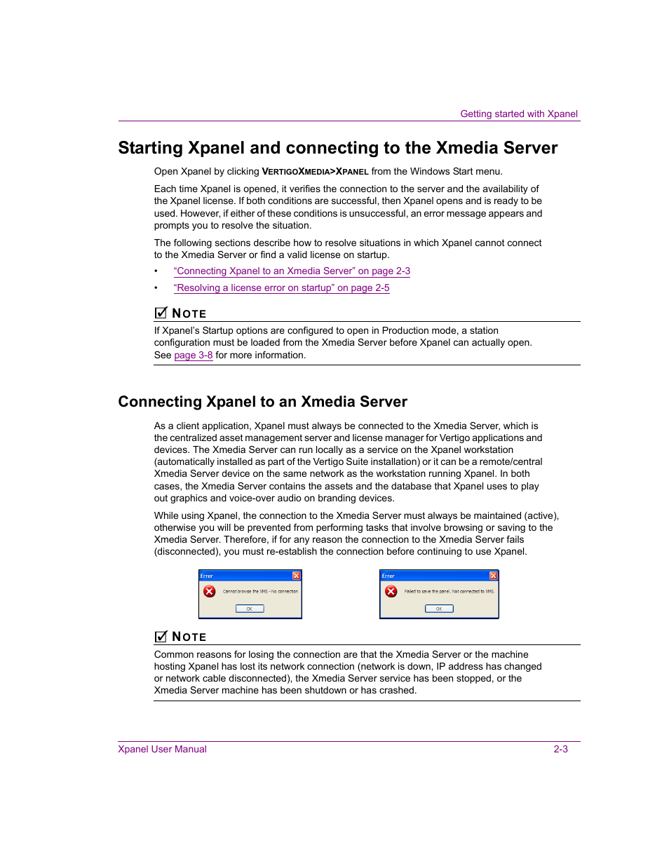 Connecting xpanel to an xmedia server, Connecting xpanel to an xmedia server -3, Connecting xpanel to an | Grass Valley Xpanel Vertigo Suite v.4.8 User Manual | Page 13 / 142