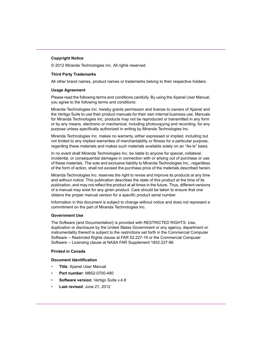Grass Valley Xpanel Vertigo Suite v.4.8 User Manual | Page 4 / 142