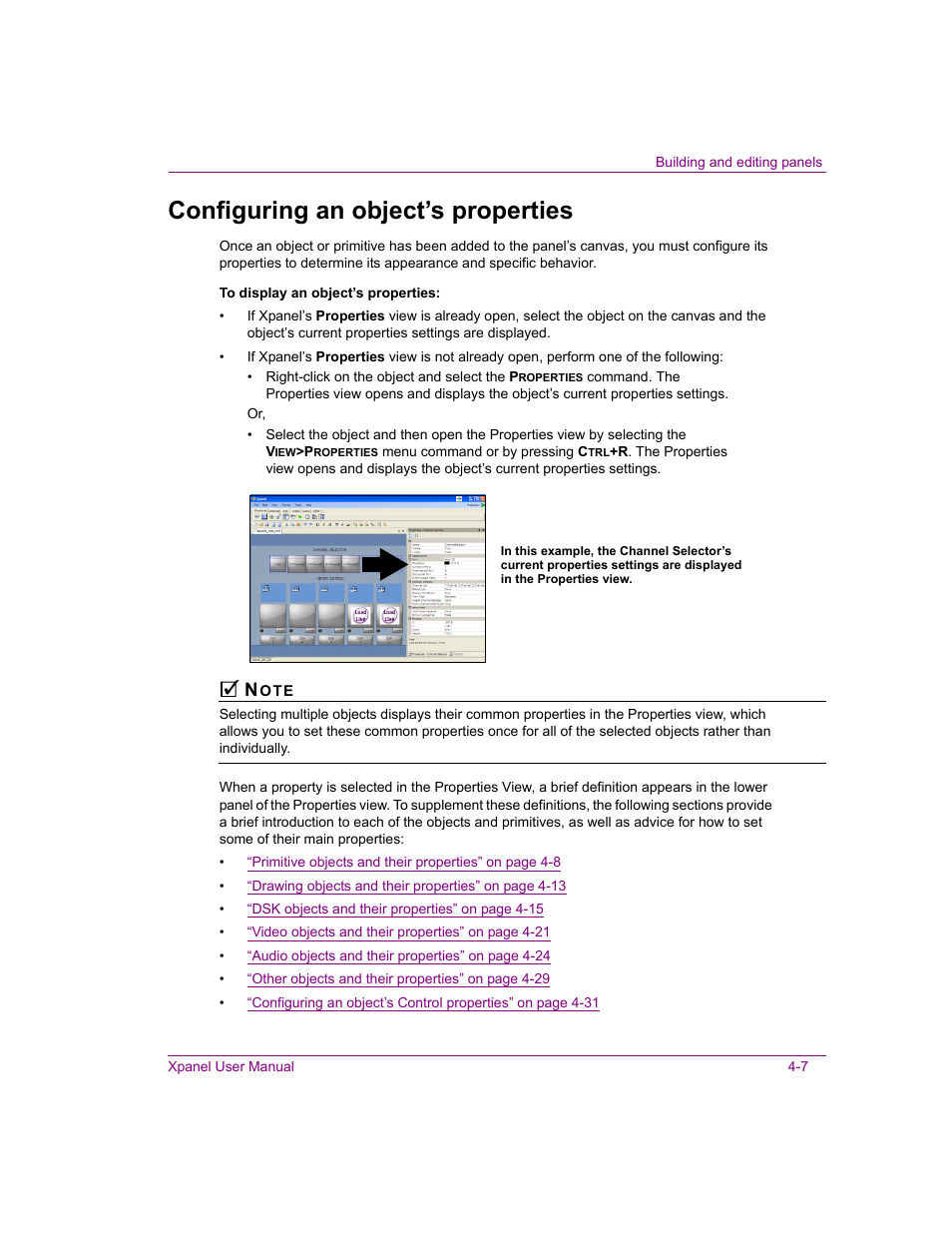 Configuring an object’s properties, Configuring an object’s properties -7 | Grass Valley Xpanel Vertigo Suite v.4.8 User Manual | Page 41 / 142