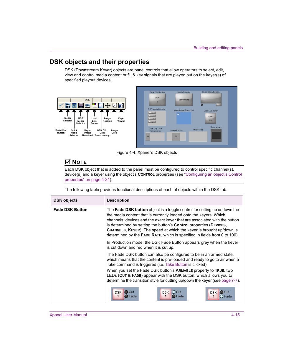 Dsk objects and their properties, Dsk objects and their properties -15 | Grass Valley Xpanel Vertigo Suite v.4.8 User Manual | Page 49 / 142