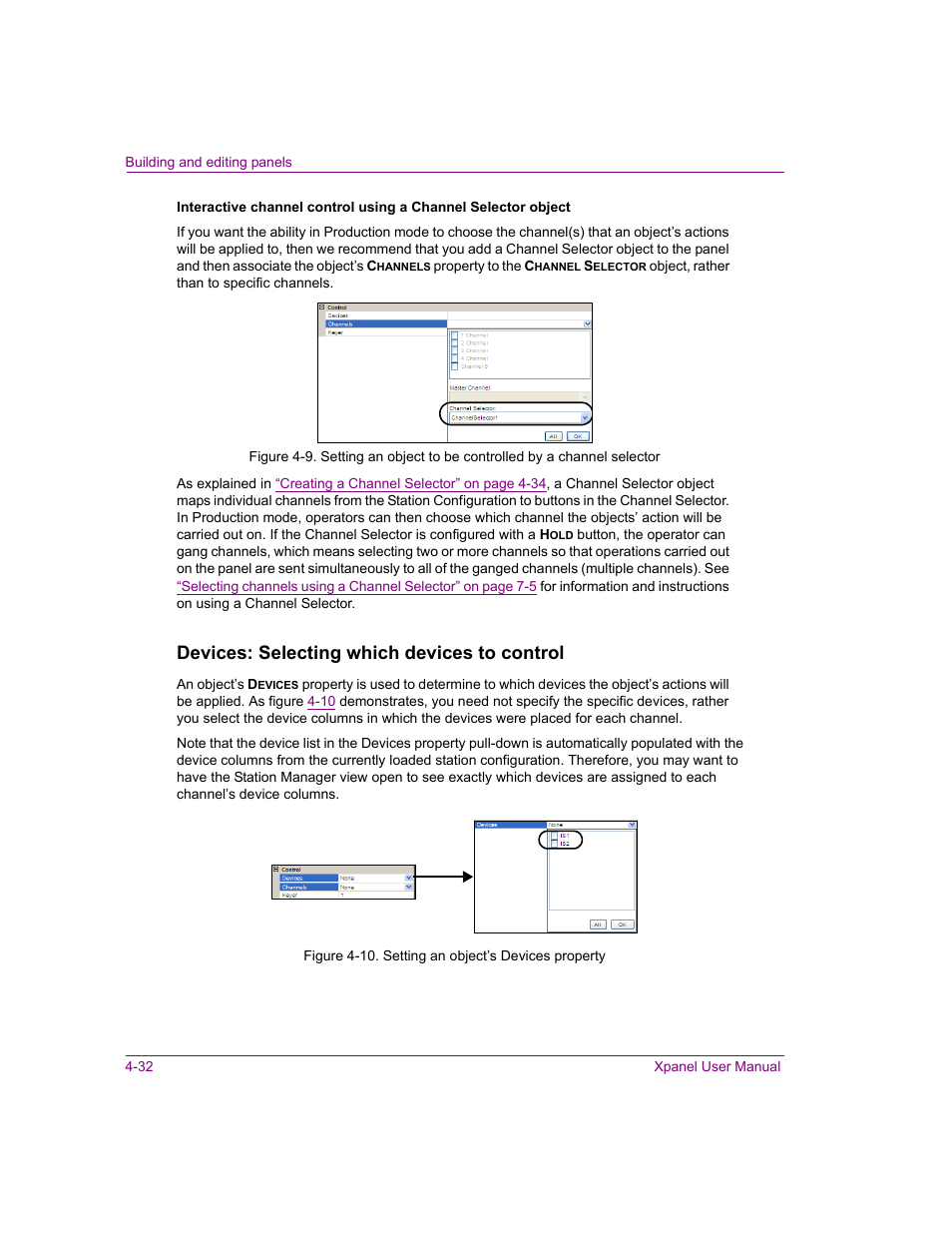 Devices: selecting which devices to control | Grass Valley Xpanel Vertigo Suite v.4.8 User Manual | Page 66 / 142