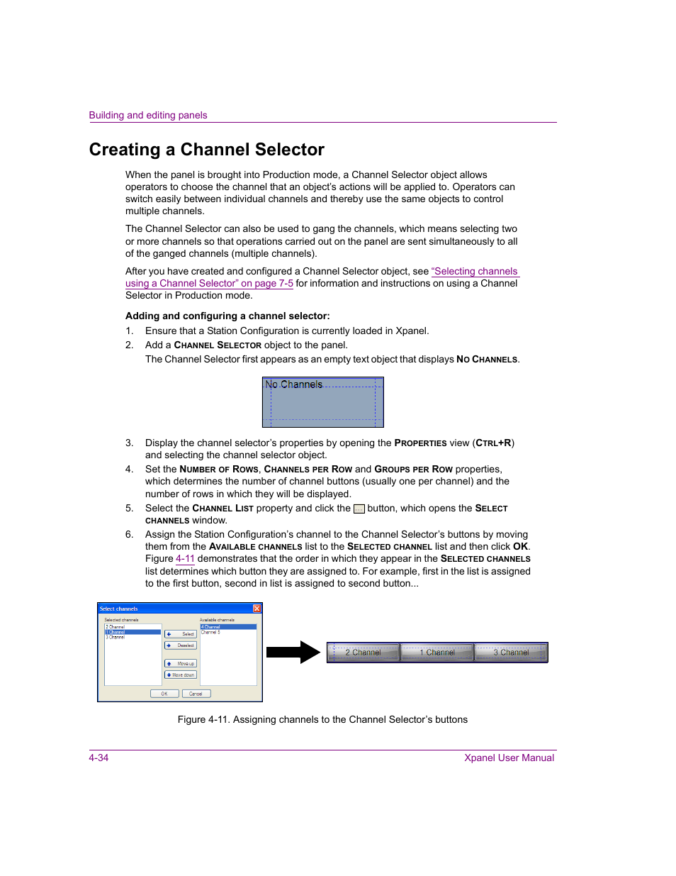 Creating a channel selector, Creating a channel selector -34 | Grass Valley Xpanel Vertigo Suite v.4.8 User Manual | Page 68 / 142