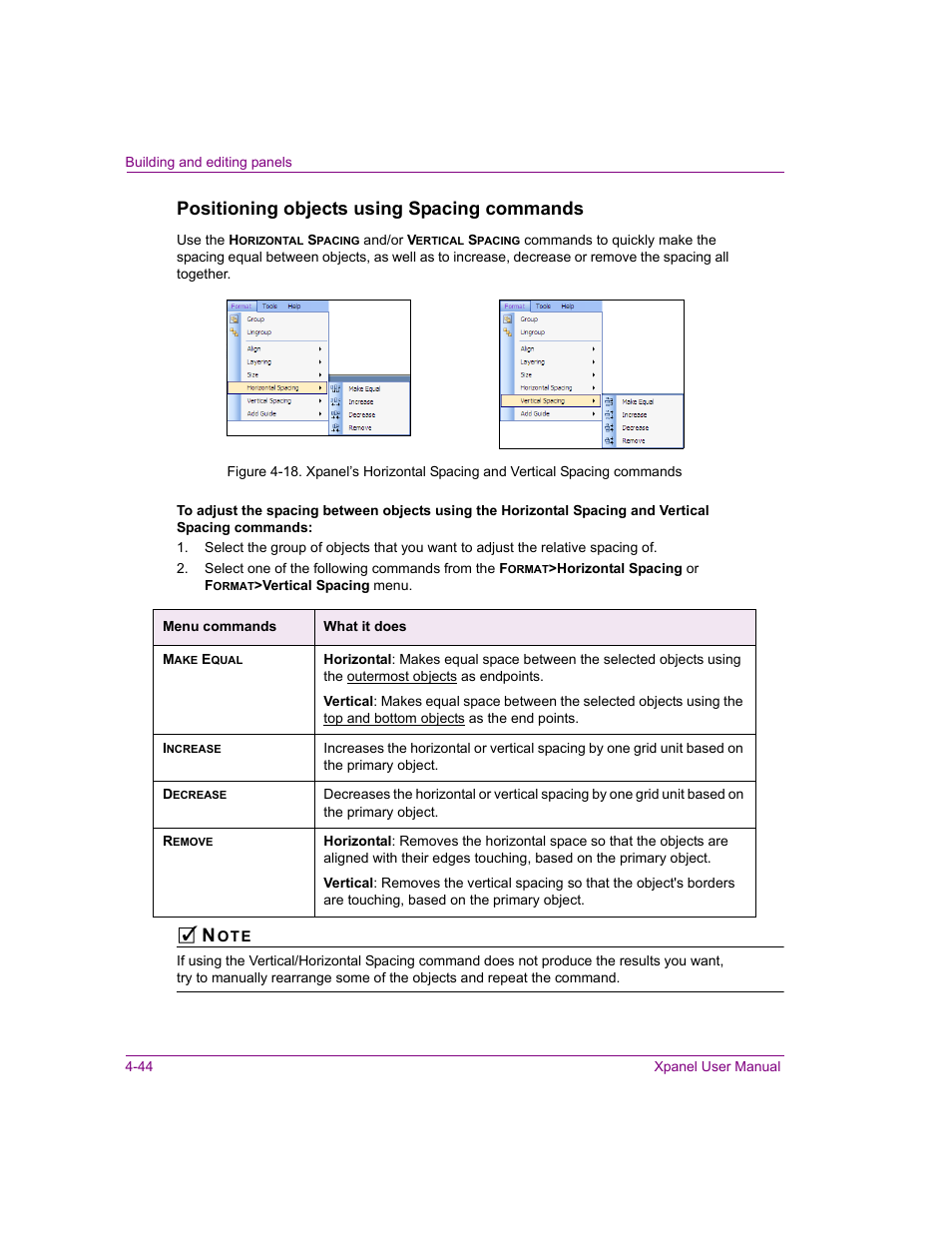 Positioning objects using spacing commands | Grass Valley Xpanel Vertigo Suite v.4.8 User Manual | Page 78 / 142