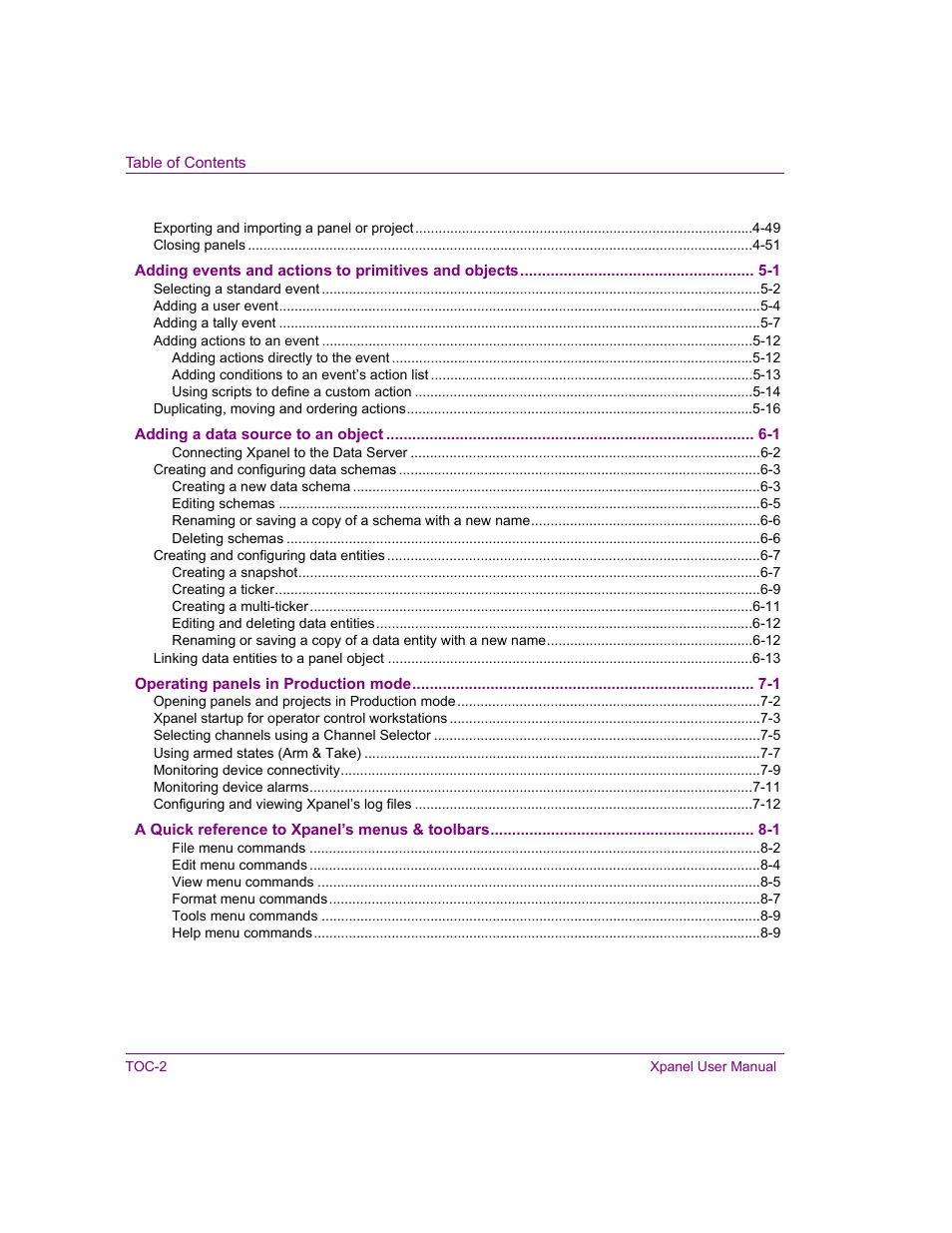 Grass Valley Xpanel Vertigo Suite v.4.8 User Manual | Page 8 / 142