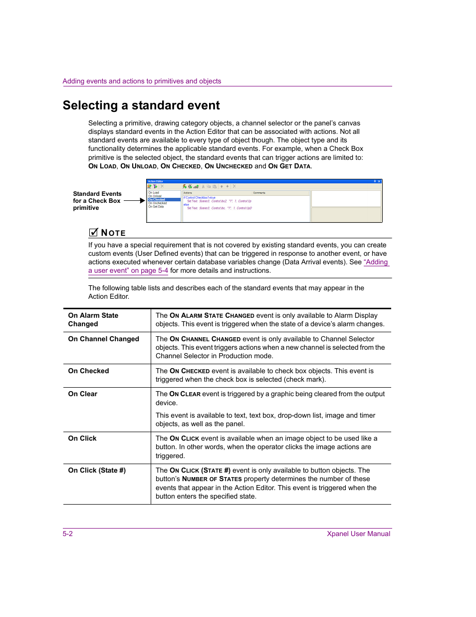 Selecting a standard event, Selecting a standard event -2 | Grass Valley Xpanel Vertigo Suite v.4.8 User Manual | Page 88 / 142