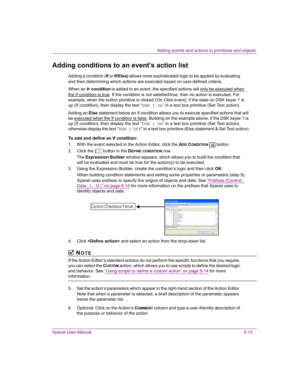 Adding conditions to an event’s action list, Adding conditions to an event’s action list -13 | Grass Valley Xpanel Vertigo Suite v.4.8 User Manual | Page 99 / 142