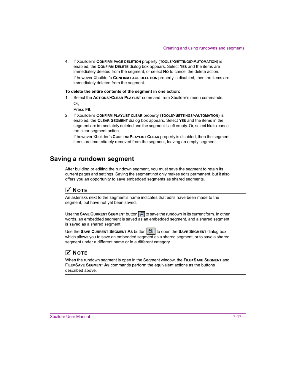 Saving a rundown segment, Saving a rundown segment -17 | Grass Valley Xbuilder Vertigo Suite v.4.8 User Manual | Page 107 / 150