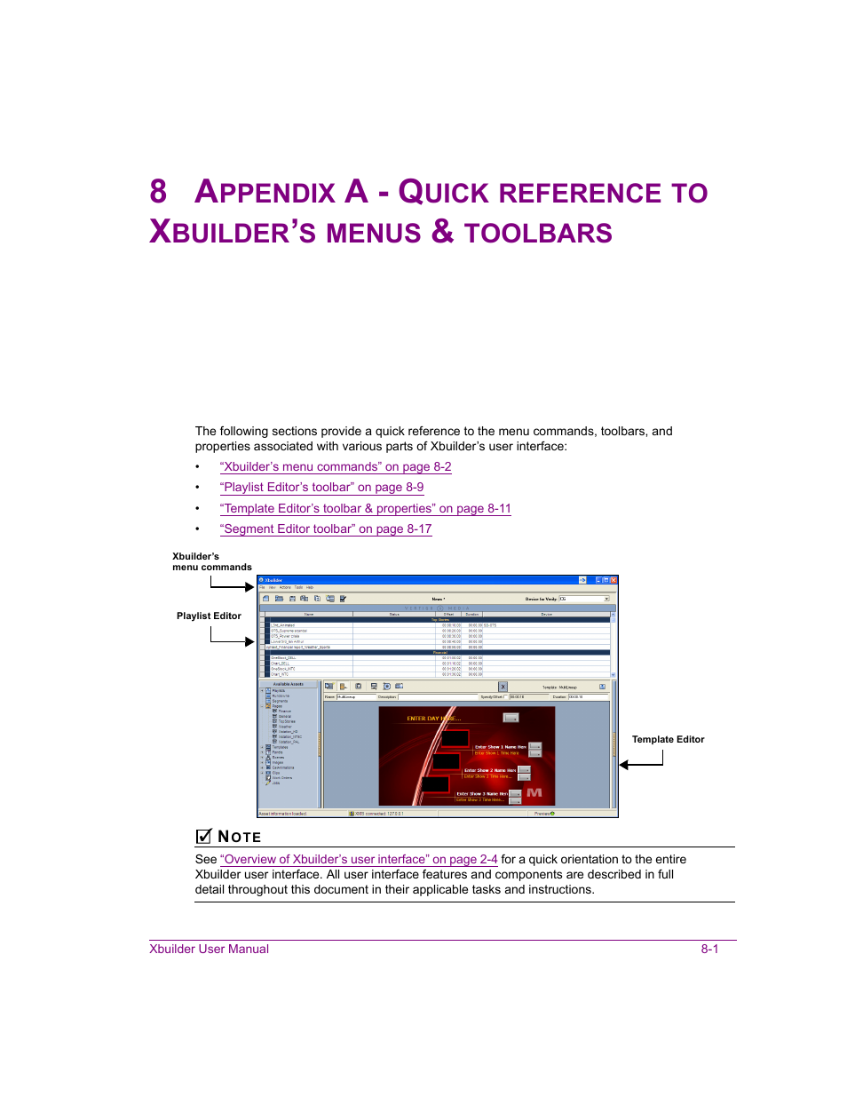 Appendix a, A - q, Ppendix | Uick, Reference, Builder, Menus, Toolbars | Grass Valley Xbuilder Vertigo Suite v.4.8 User Manual | Page 115 / 150