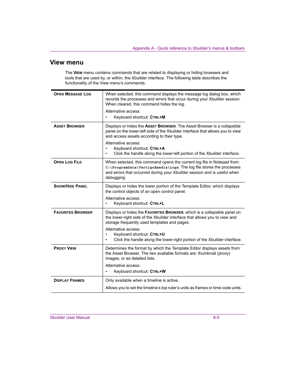 View menu, View menu -5 | Grass Valley Xbuilder Vertigo Suite v.4.8 User Manual | Page 119 / 150
