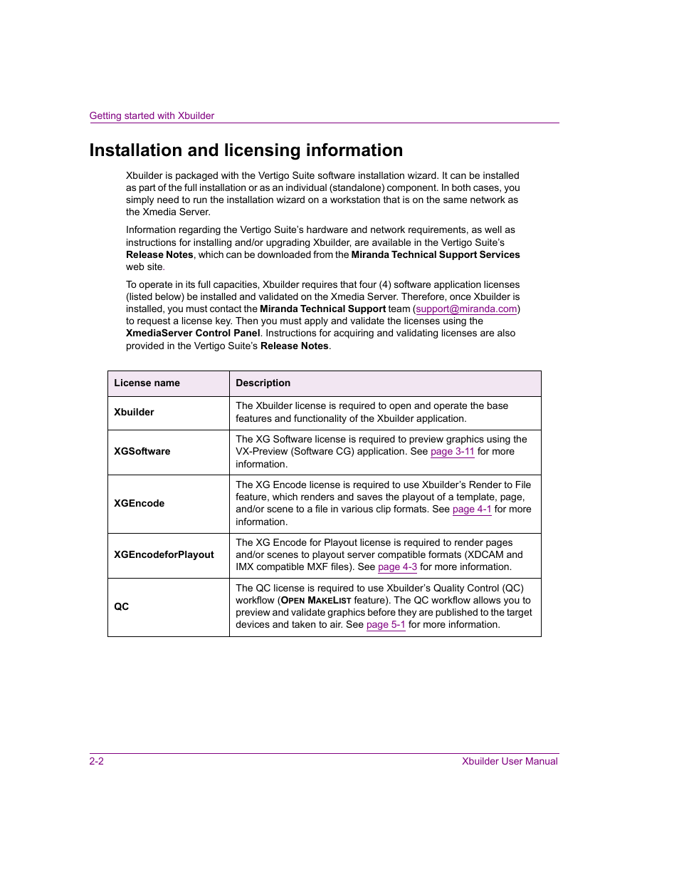 Installation and licensing information, Installation and licensing information -2 | Grass Valley Xbuilder Vertigo Suite v.4.8 User Manual | Page 14 / 150