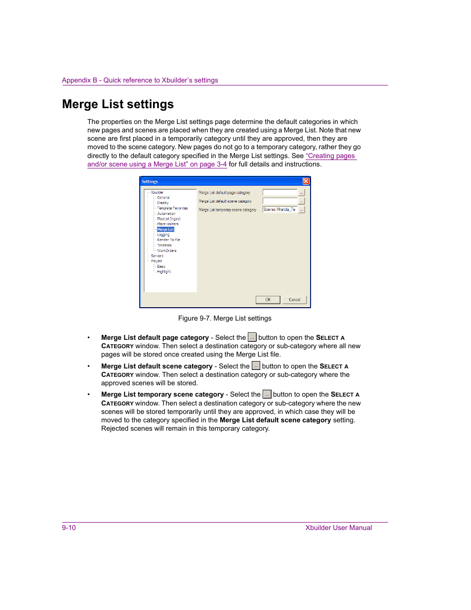 Merge list settings, Merge list settings -10 | Grass Valley Xbuilder Vertigo Suite v.4.8 User Manual | Page 142 / 150