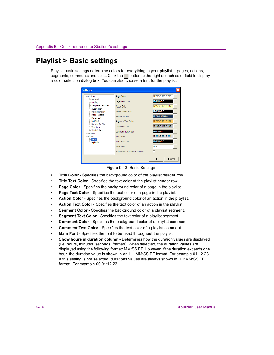 Playlist > basic settings, Playlist > basic settings -16 | Grass Valley Xbuilder Vertigo Suite v.4.8 User Manual | Page 148 / 150