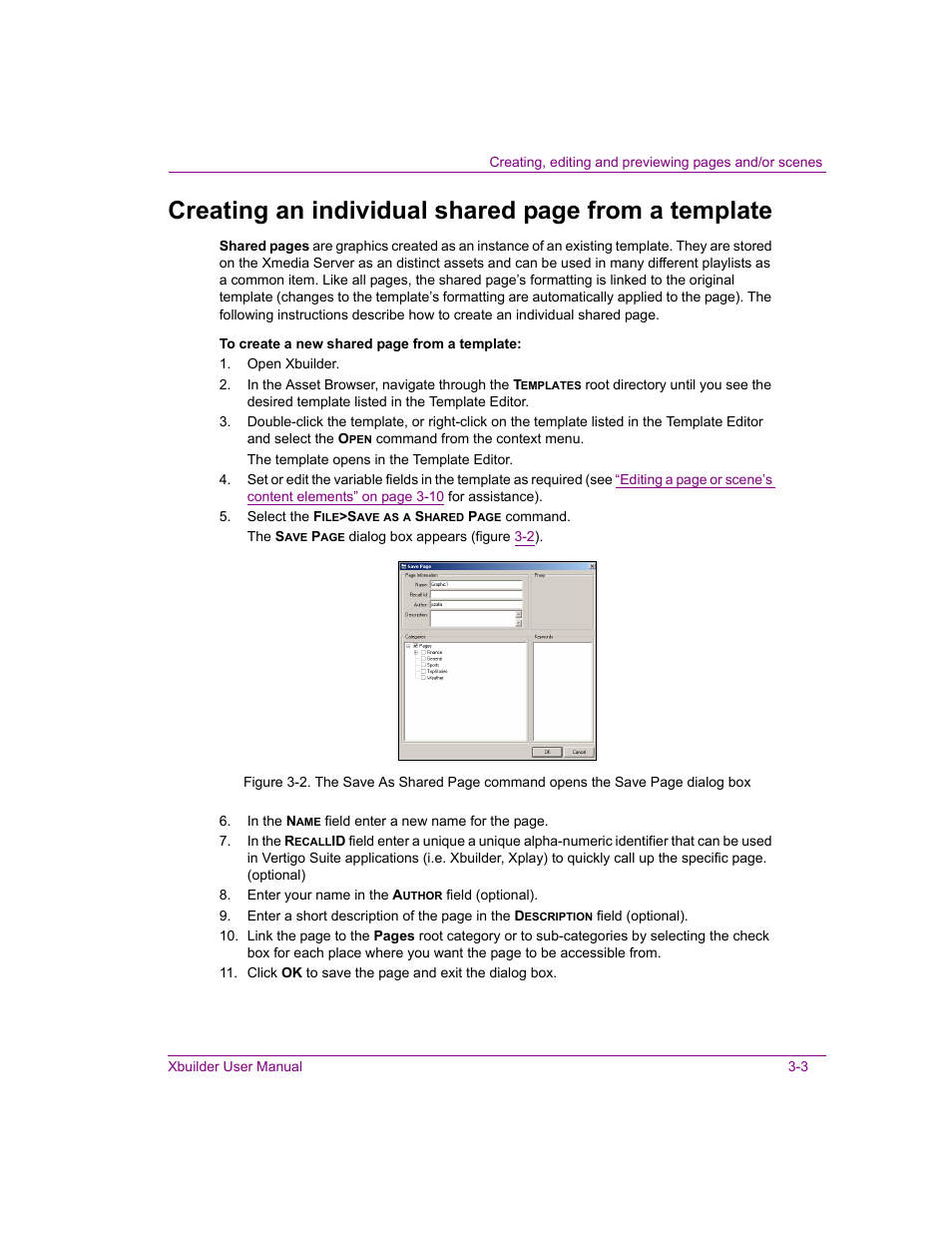 Creating an individual shared page from a template | Grass Valley Xbuilder Vertigo Suite v.4.8 User Manual | Page 27 / 150