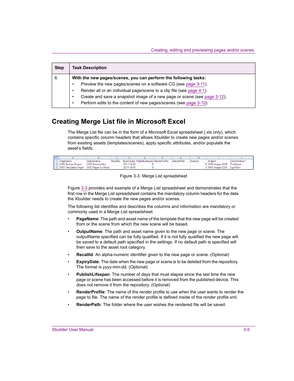 Creating merge list file in microsoft excel, Creating merge list file in microsoft excel -5 | Grass Valley Xbuilder Vertigo Suite v.4.8 User Manual | Page 29 / 150