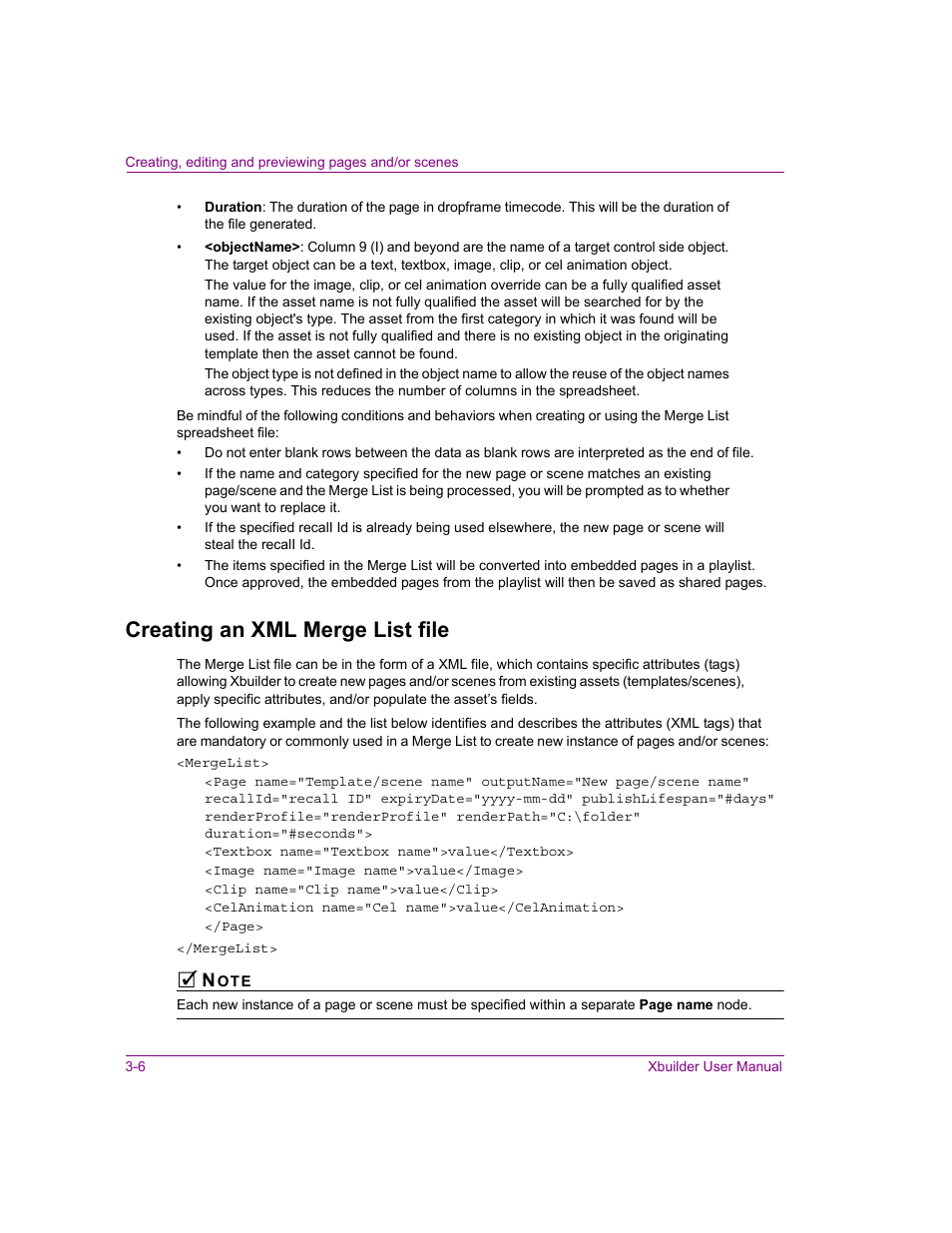Creating an xml merge list file, Creating an xml merge list file -6 | Grass Valley Xbuilder Vertigo Suite v.4.8 User Manual | Page 30 / 150