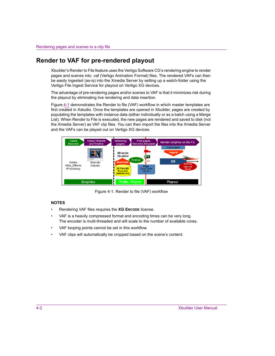 Render to vaf for pre-rendered playout, Render to vaf for pre-rendered playout -2 | Grass Valley Xbuilder Vertigo Suite v.4.8 User Manual | Page 40 / 150