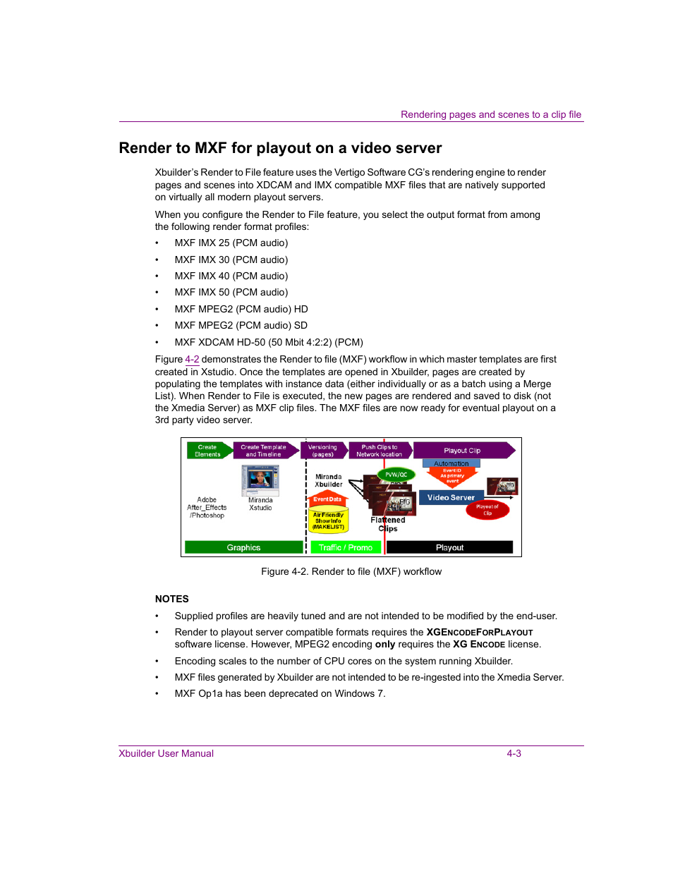 Render to mxf for playout on a video server, Render to mxf for playout on a video server -3 | Grass Valley Xbuilder Vertigo Suite v.4.8 User Manual | Page 41 / 150