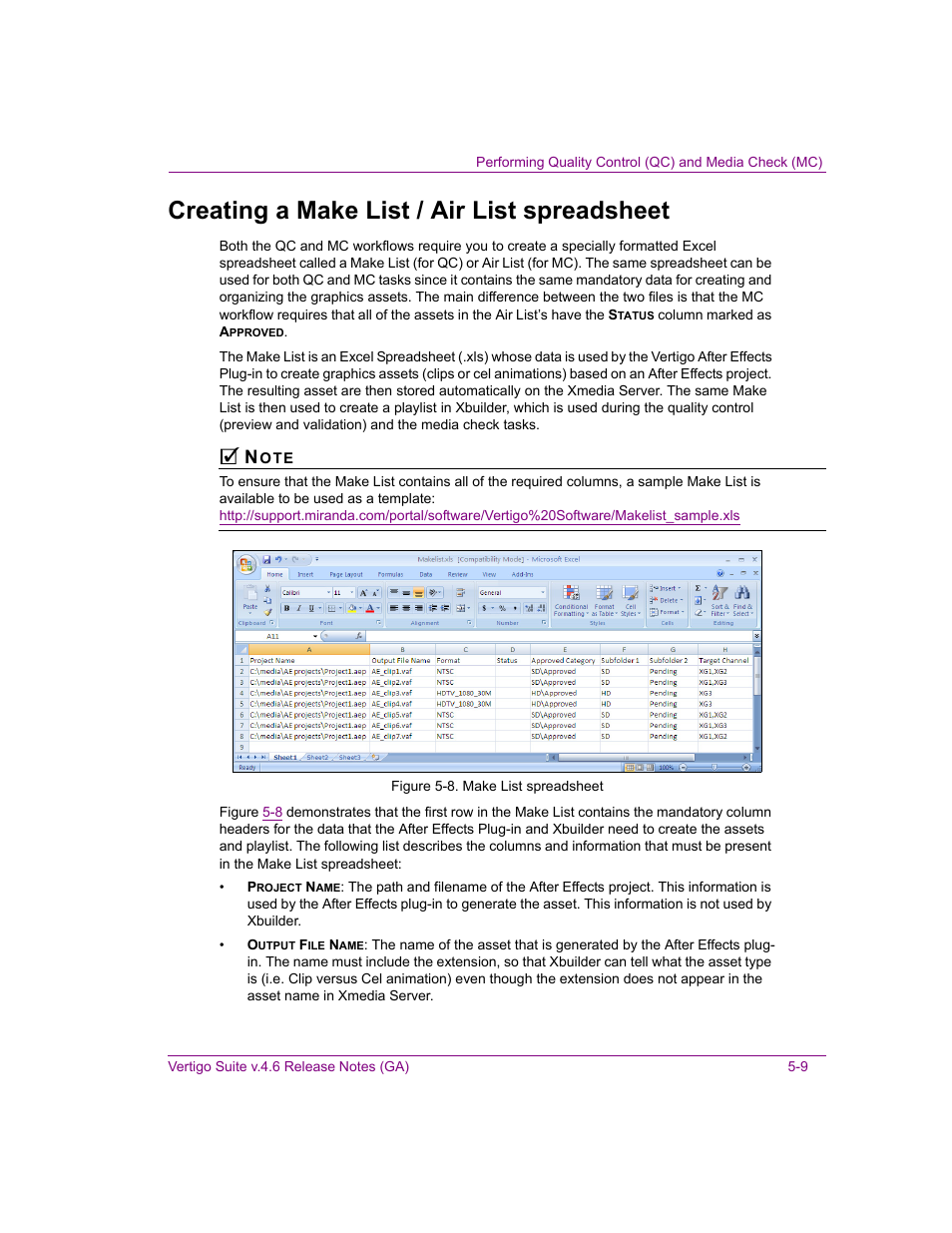 Creating a make list / air list spreadsheet, Creating a make list / air list spreadsheet -9 | Grass Valley Xbuilder Vertigo Suite v.4.8 User Manual | Page 55 / 150