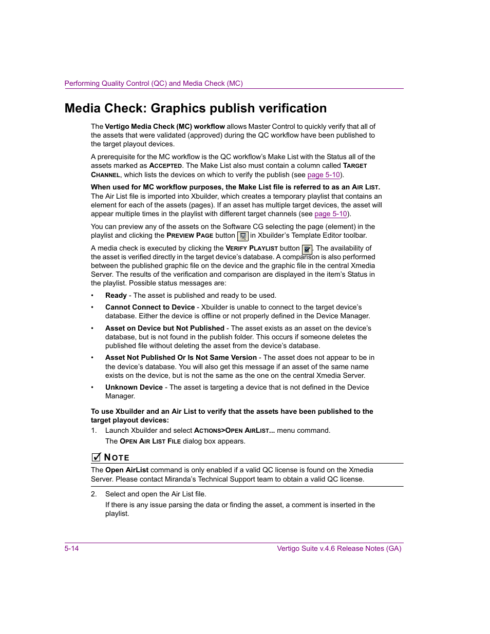 Media check: graphics publish verification, Media check: graphics publish verification -14 | Grass Valley Xbuilder Vertigo Suite v.4.8 User Manual | Page 60 / 150