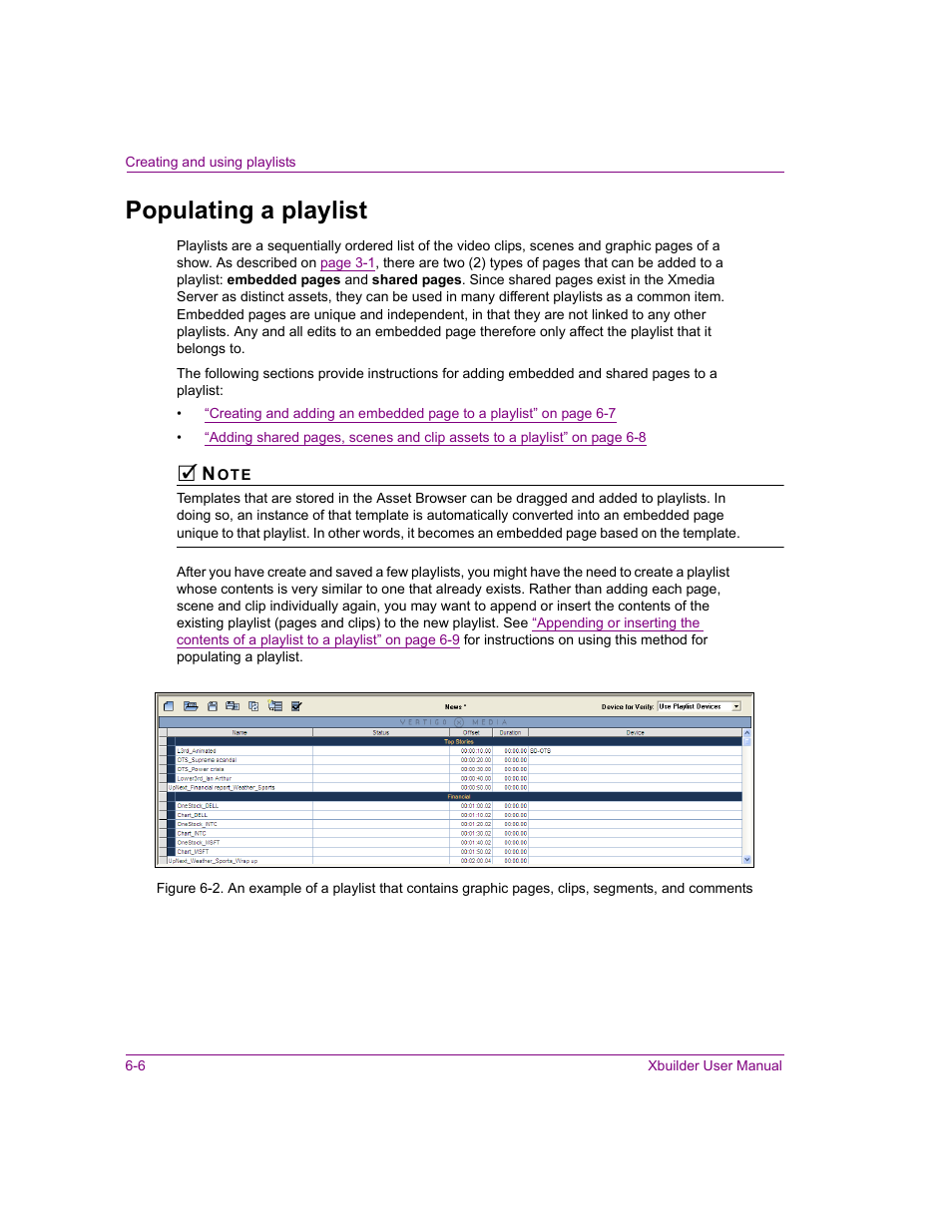 Populating a playlist, Populating a playlist -6 | Grass Valley Xbuilder Vertigo Suite v.4.8 User Manual | Page 68 / 150