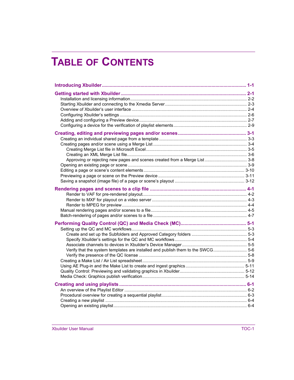 Able, Ontents | Grass Valley Xbuilder Vertigo Suite v.4.8 User Manual | Page 7 / 150