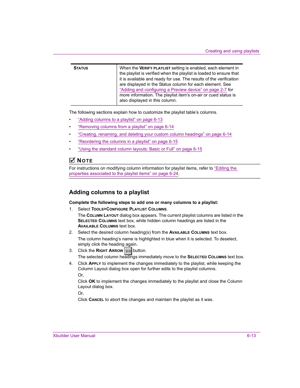 Adding columns to a playlist | Grass Valley Xbuilder Vertigo Suite v.4.8 User Manual | Page 75 / 150