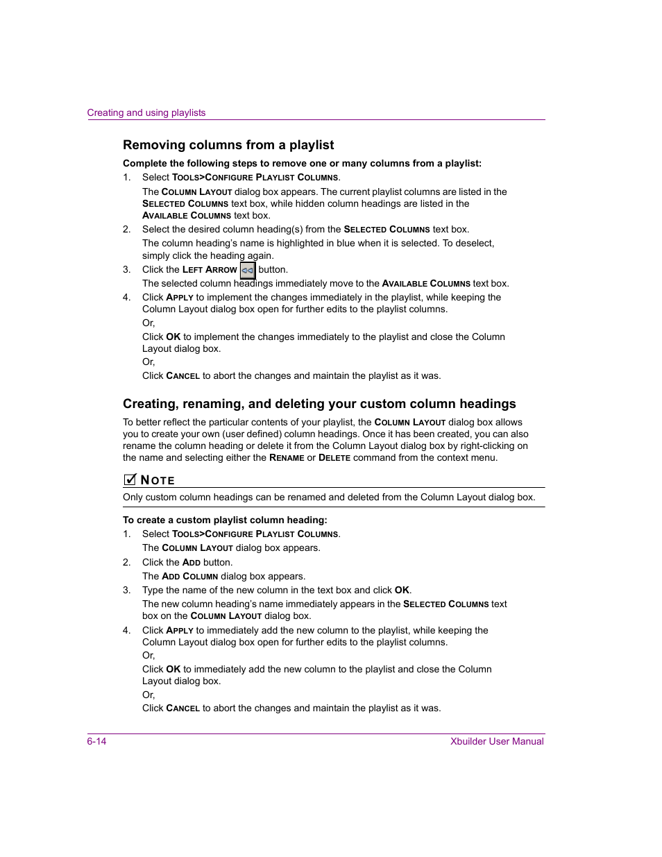 Removing columns from a playlist | Grass Valley Xbuilder Vertigo Suite v.4.8 User Manual | Page 76 / 150