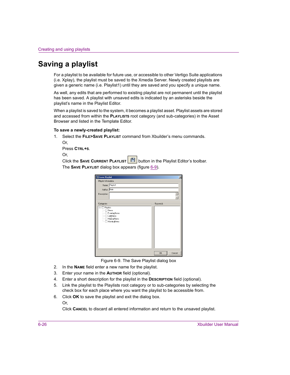 Saving a playlist, Saving a playlist -26 | Grass Valley Xbuilder Vertigo Suite v.4.8 User Manual | Page 88 / 150