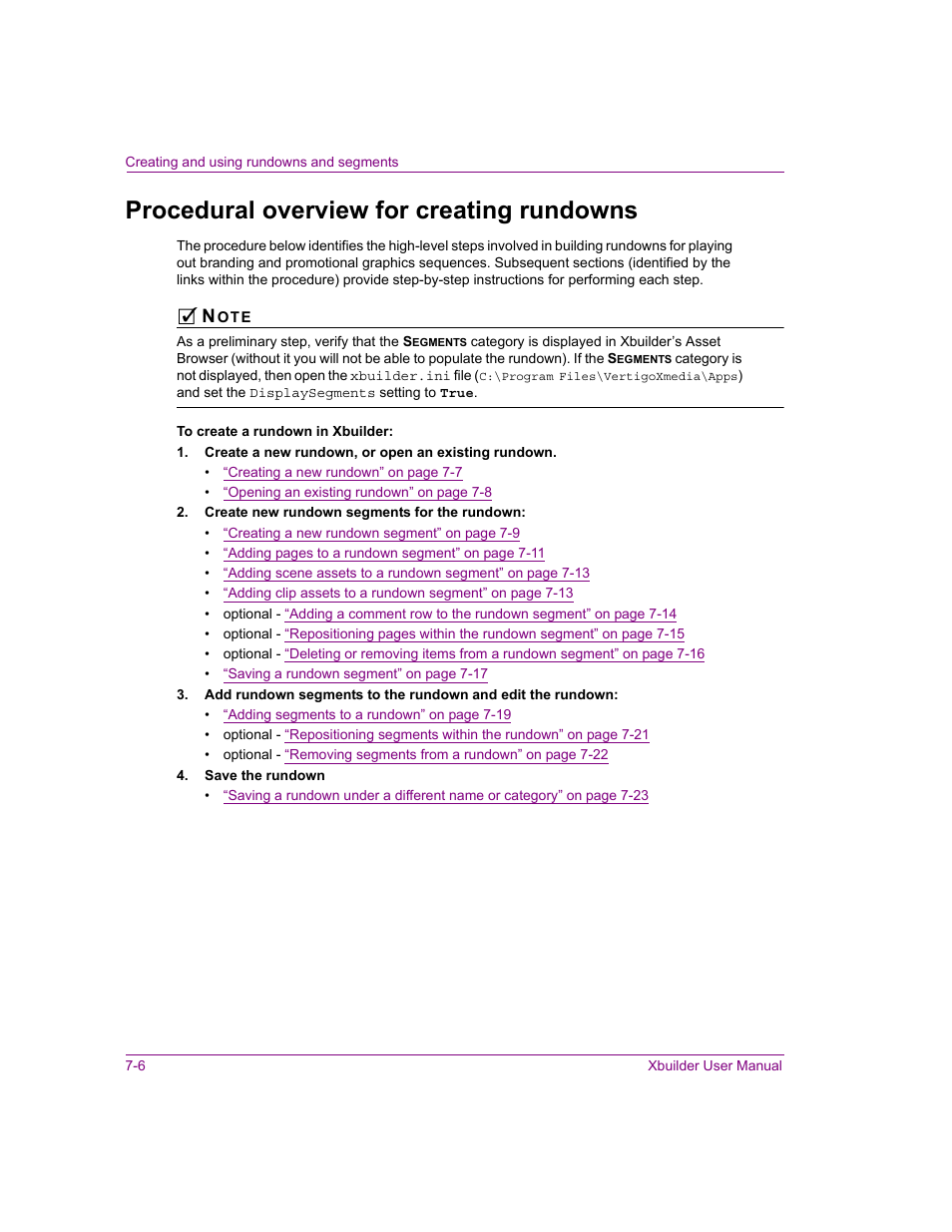 Procedural overview for creating rundowns, Procedural overview for creating rundowns -6 | Grass Valley Xbuilder Vertigo Suite v.4.8 User Manual | Page 96 / 150