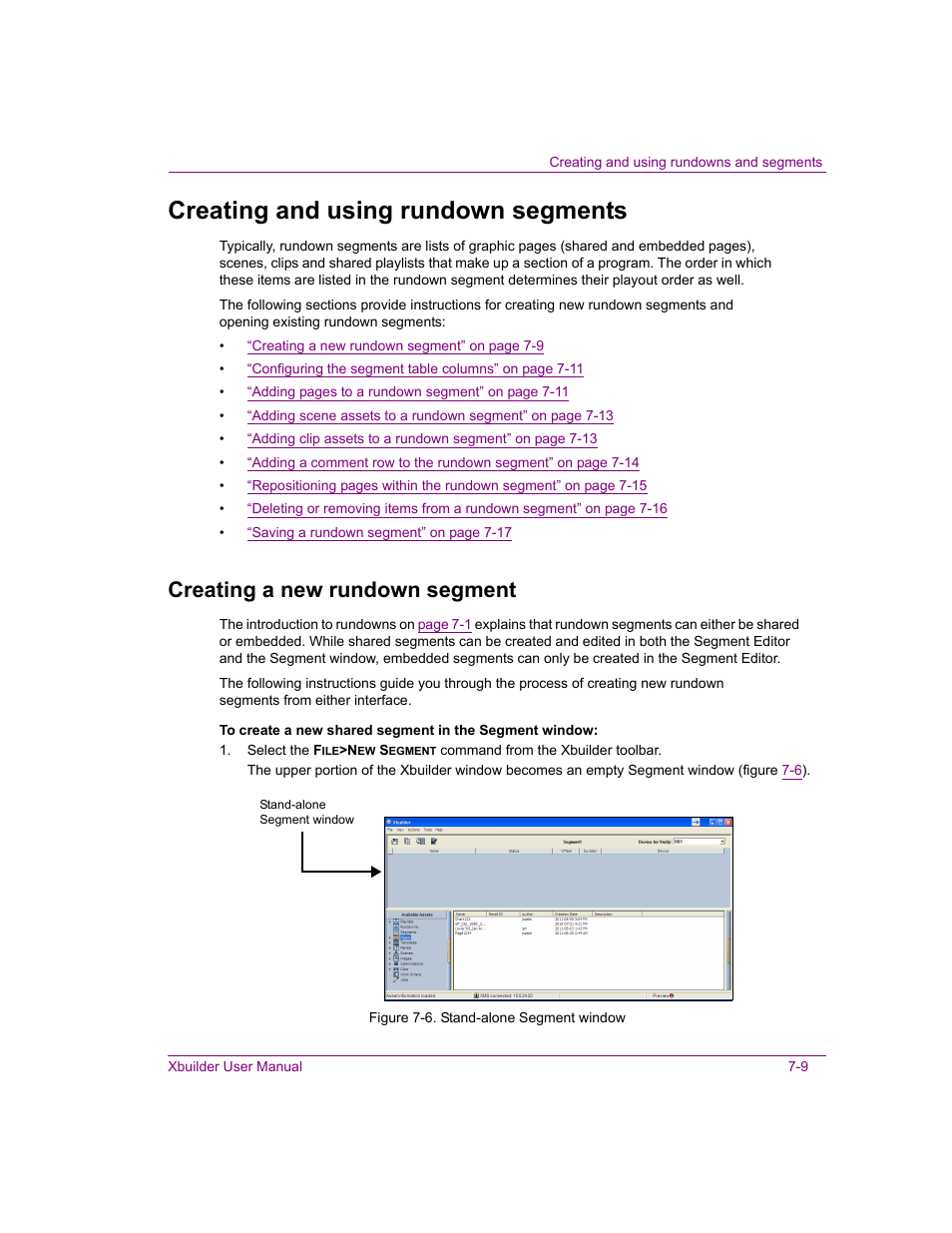 Creating and using rundown segments, Creating a new rundown segment, Creating and using rundown segments -9 | Creating a new rundown segment -9 | Grass Valley Xbuilder Vertigo Suite v.4.8 User Manual | Page 99 / 150